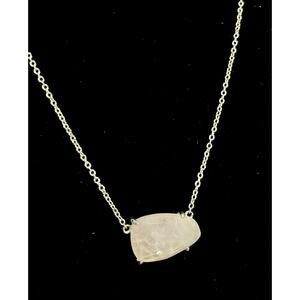 Kendra Scott Rose Quartz Isla Pendant Necklace Gold Tone Adj To 20”Reversible